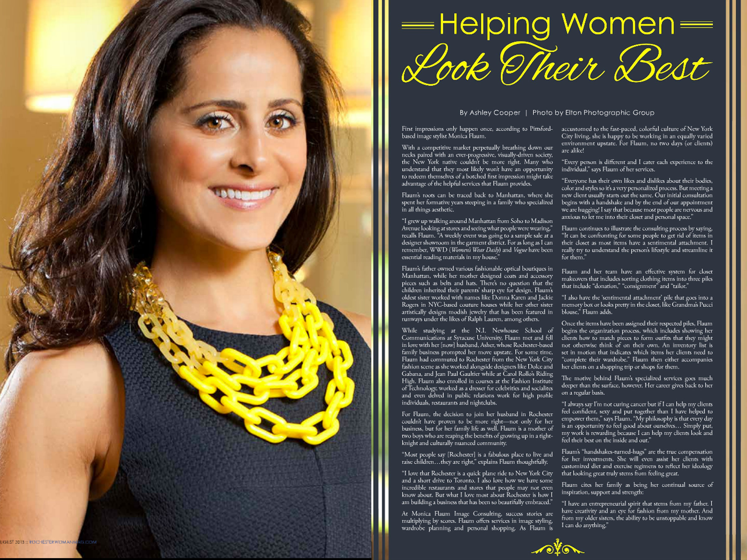 Monica Flaum - Helping Women Look Their Best - Rochester Weman Magazine August 2013